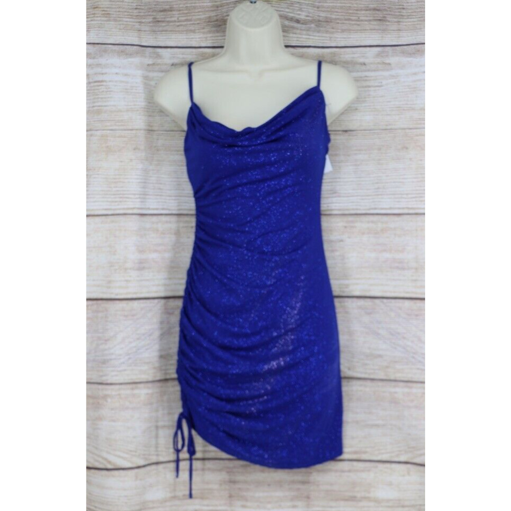 B Darlin Juniors Size 5/6 Glitter Drawstring Slim Fitted Party Dress Royal Blue